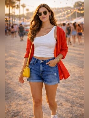 EUC American Eagle White One-Shoulder Top Size Small